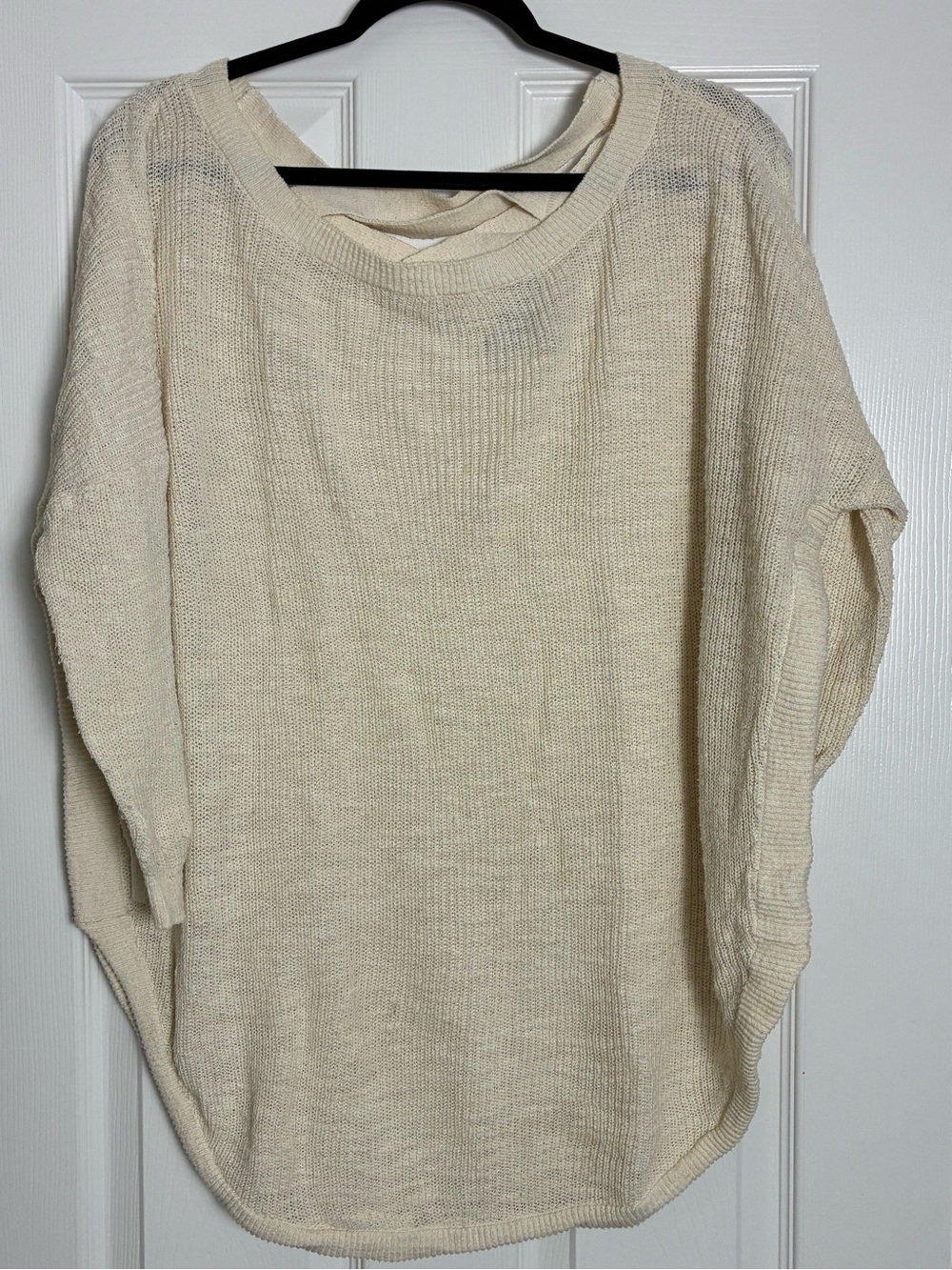 Express Cream Open Knit Crisscross Back Sweater Tunic Size M
